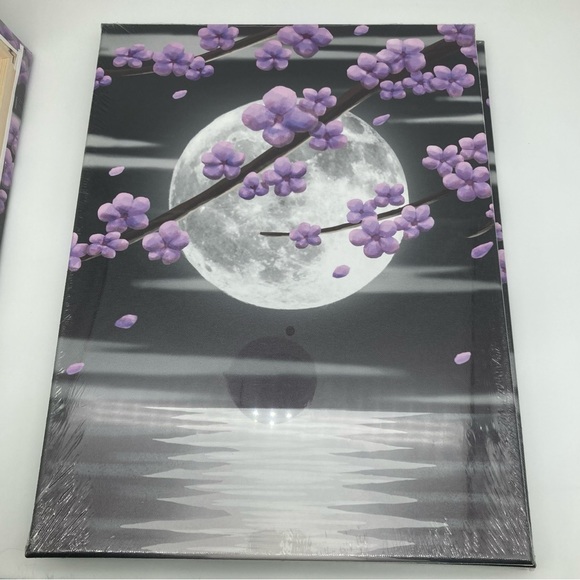 Homeo 3 piece canvas full moon with purple flowered tree 12”x 16” each - Picture 3 of 6